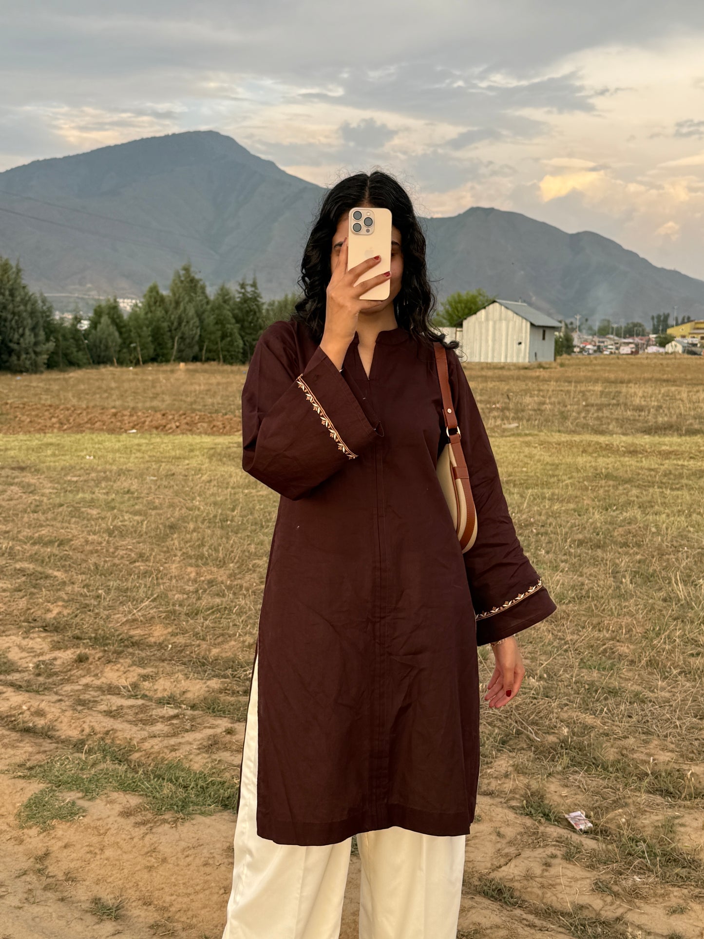 Oversized Brown Cotton Suit