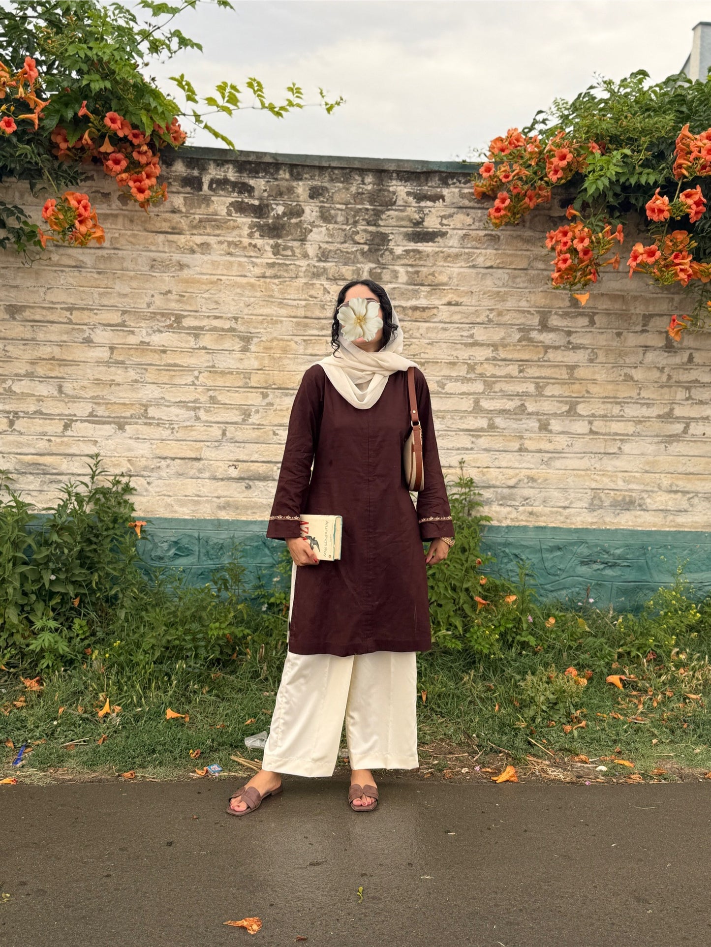 Oversized Brown Cotton Suit