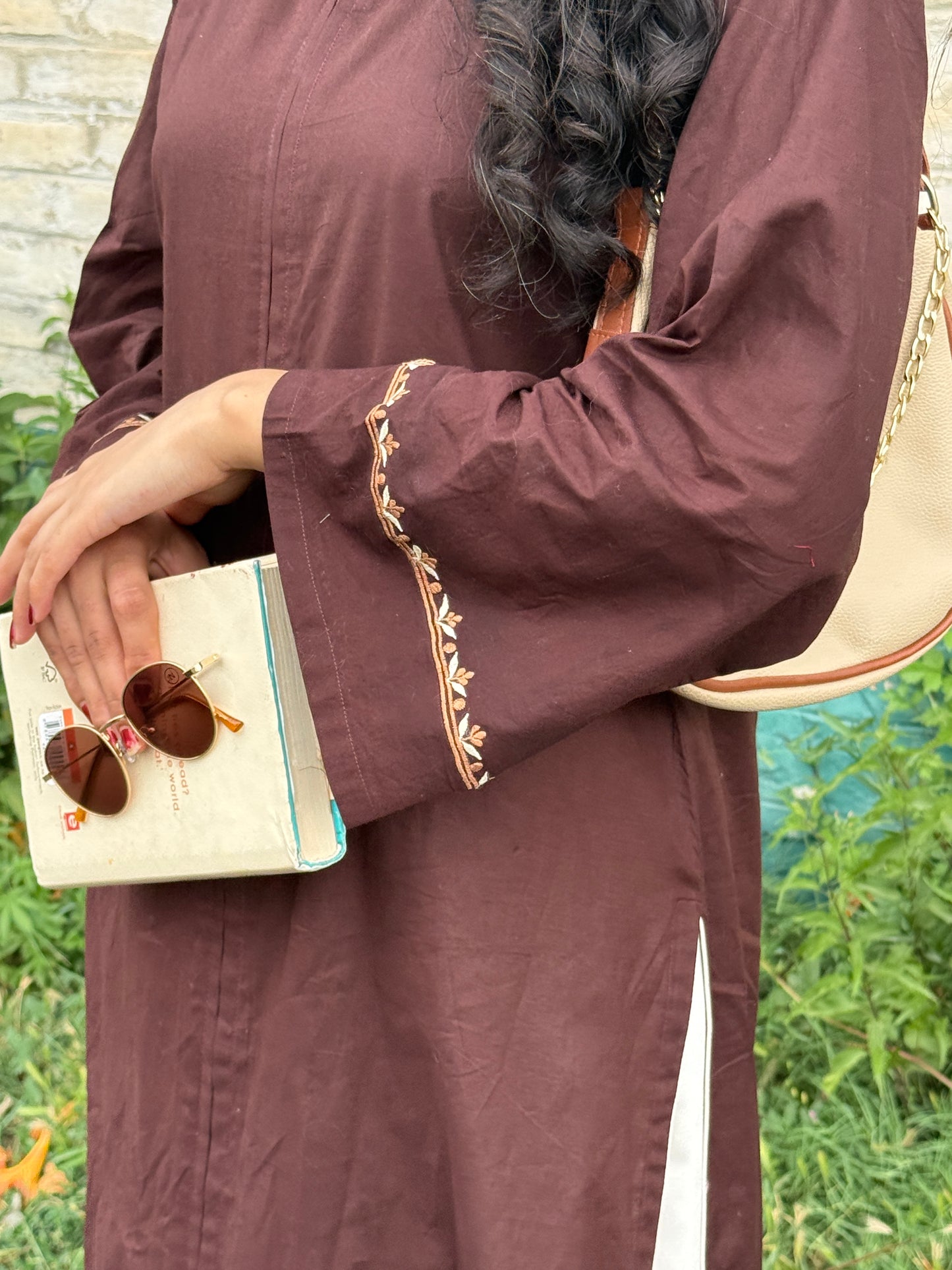 Oversized Brown Cotton Suit