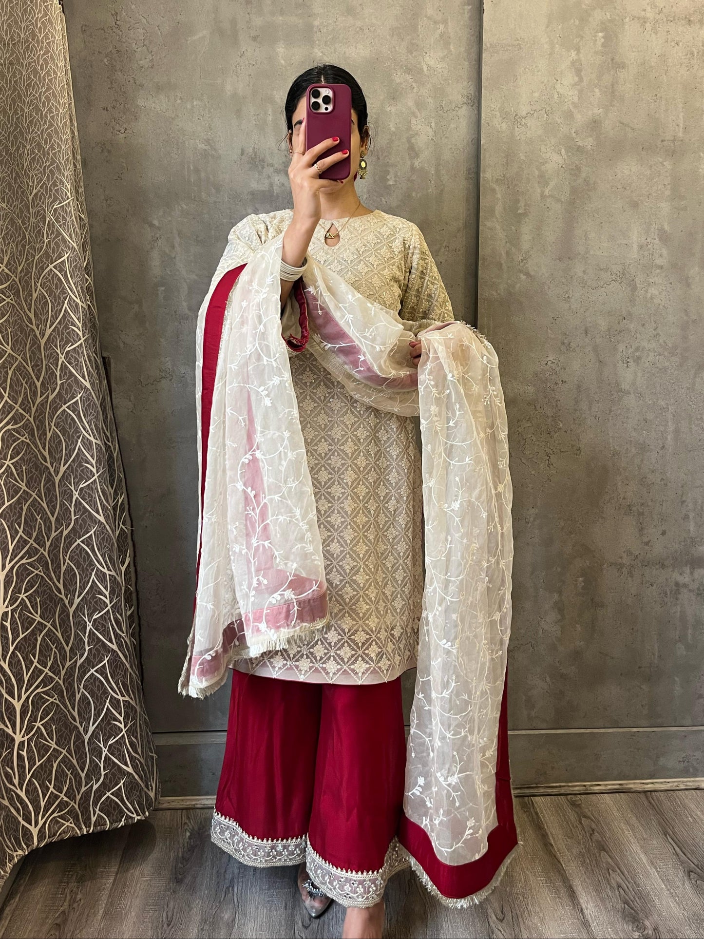 Sequined Chikankari Festive Suit