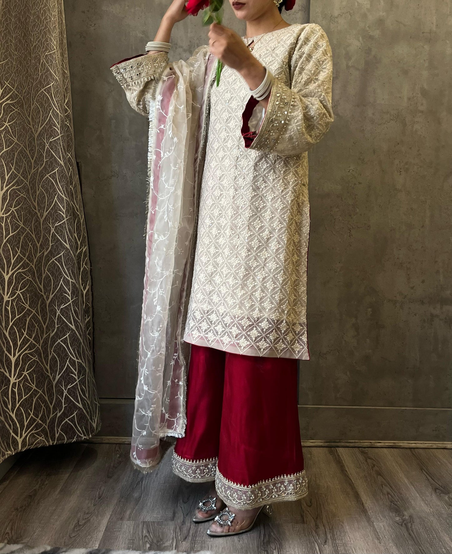Sequined Chikankari Festive Suit