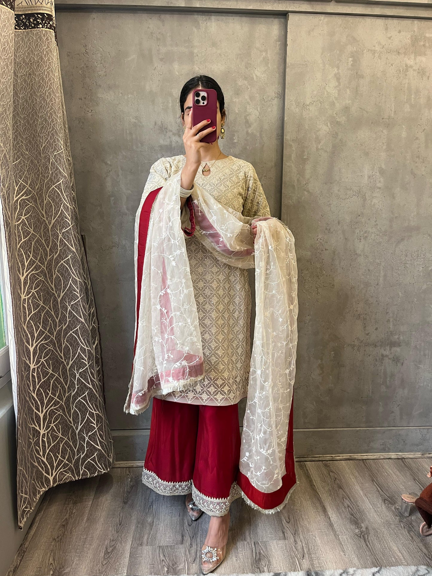 Sequined Chikankari Festive Suit