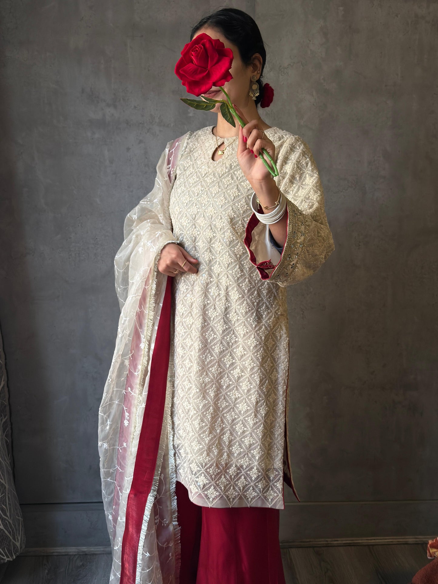 Sequined Chikankari Festive Suit