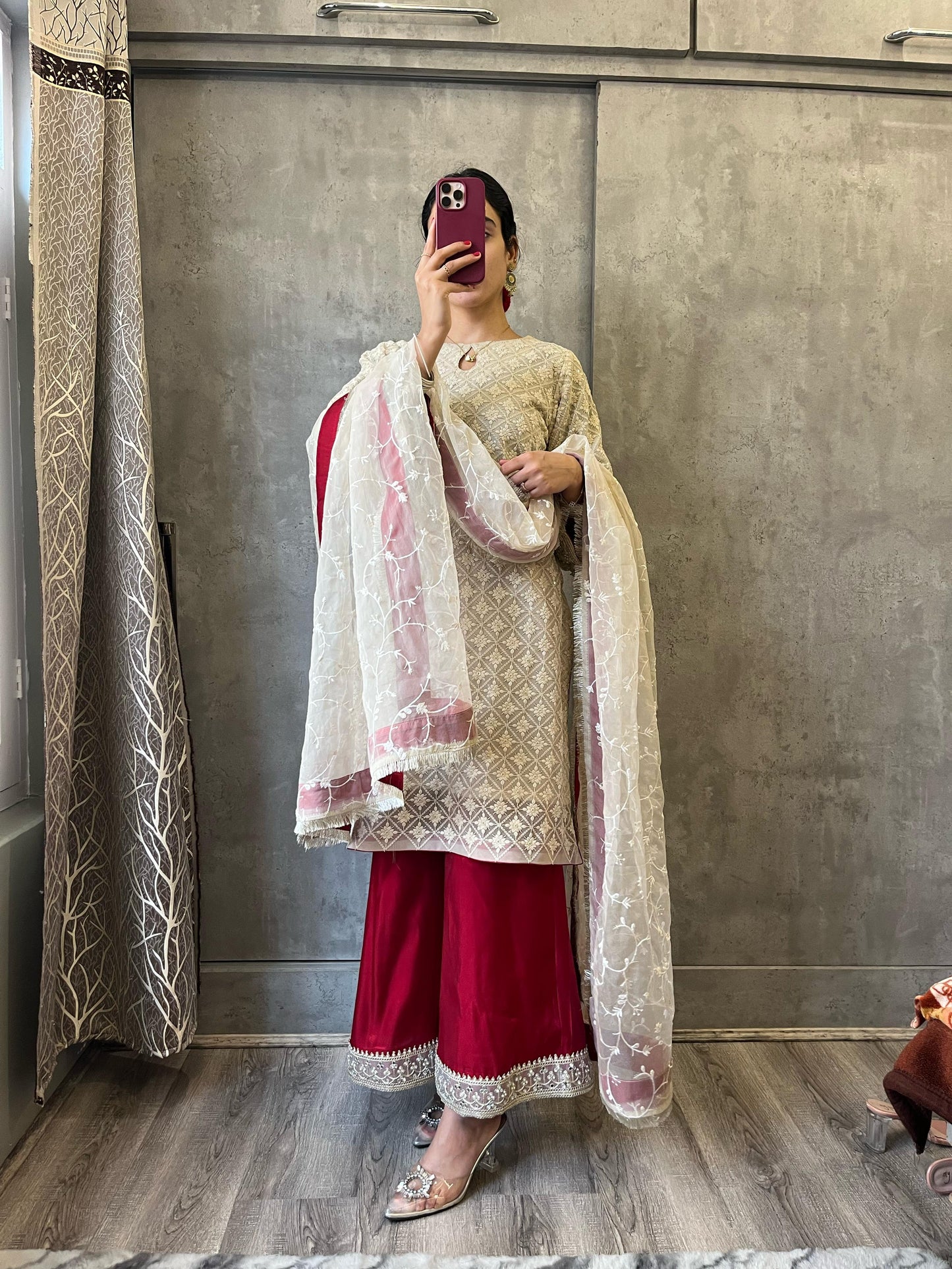 Sequined Chikankari Festive Suit