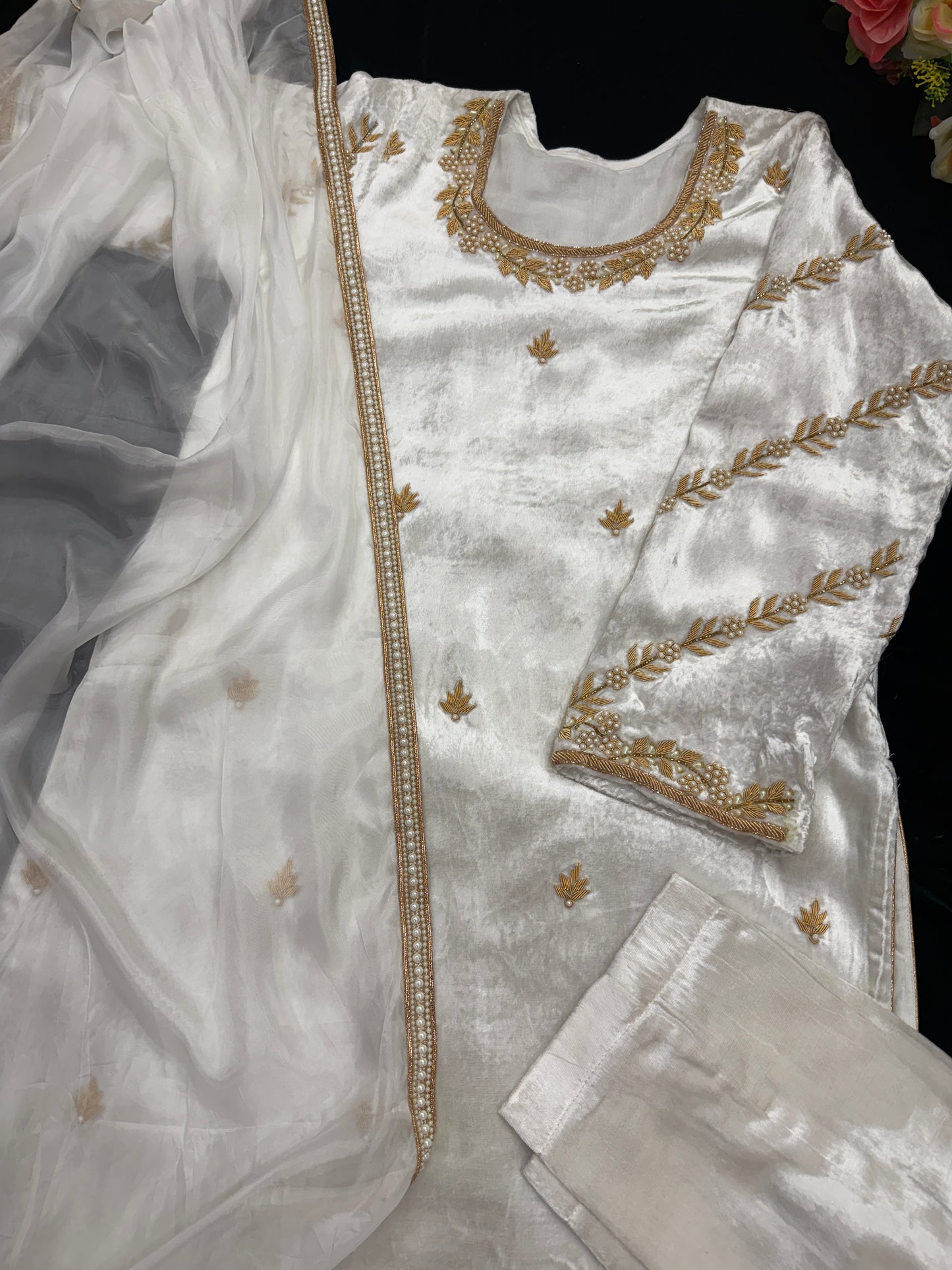 3pc Velvet Dabka Suit