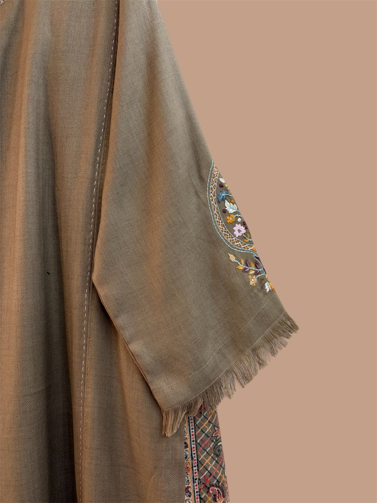 Hand Embroidered Wool Pheran set with Kani Shawl