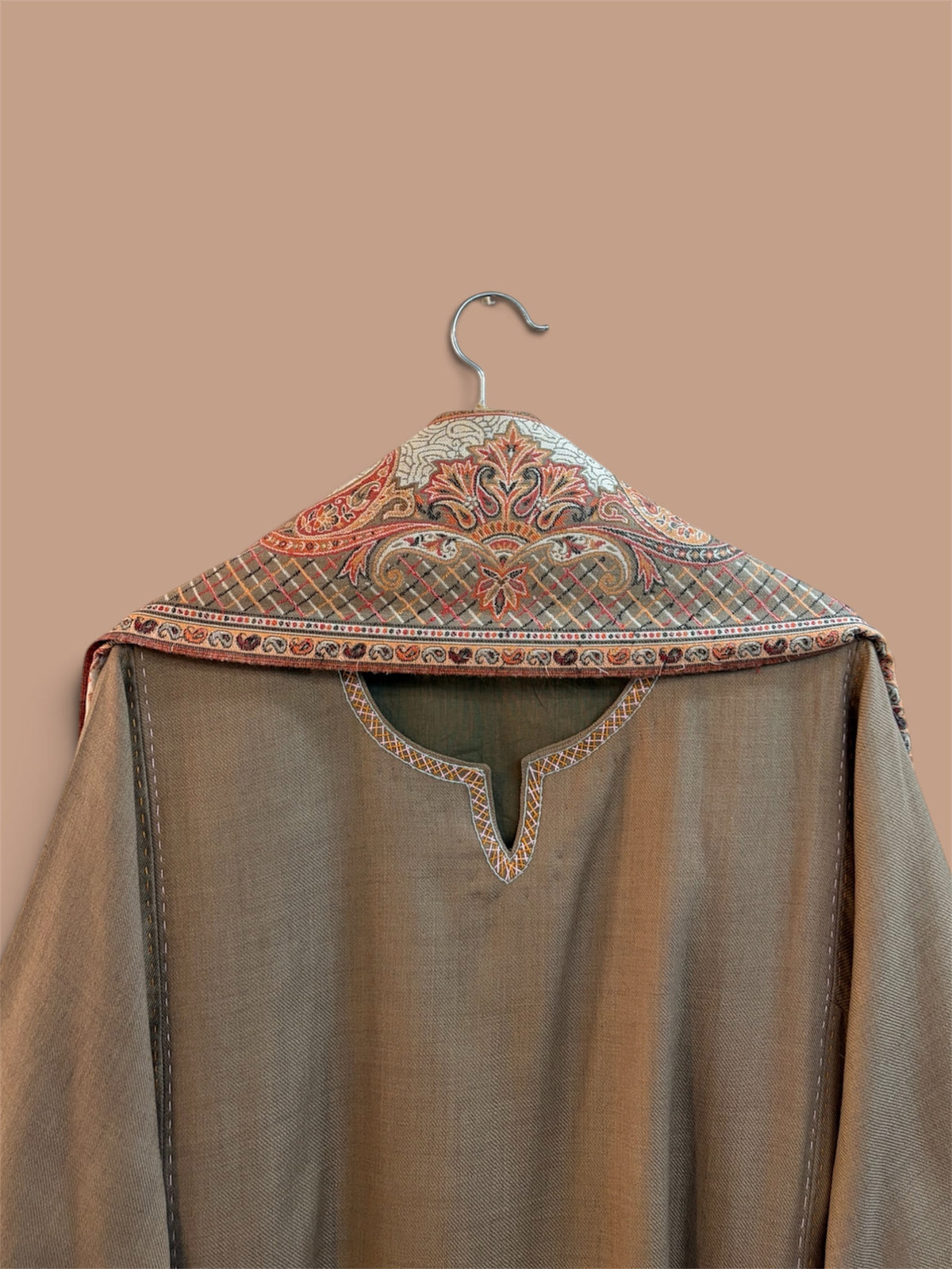 Hand Embroidered Wool Pheran set with Kani Shawl