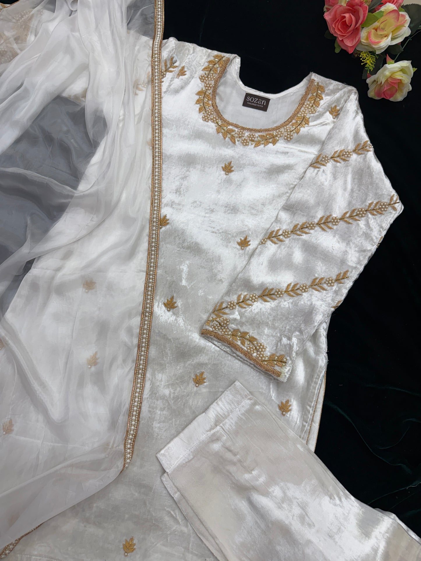 3pc Velvet Dabka Suit