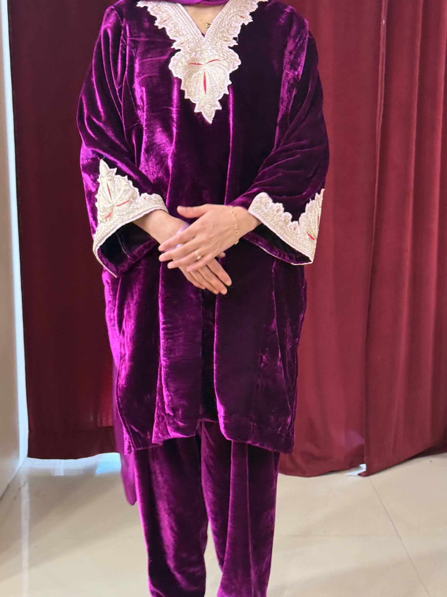 Patch work Velvet Pheran Set