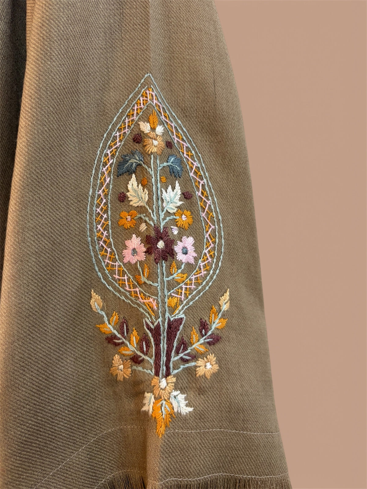 Hand Embroidered Wool Pheran set with Kani Shawl