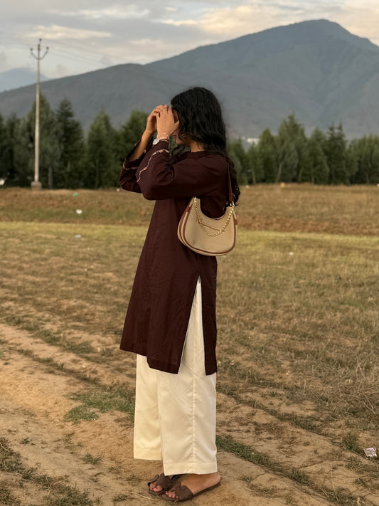 Oversized Brown Cotton Suit