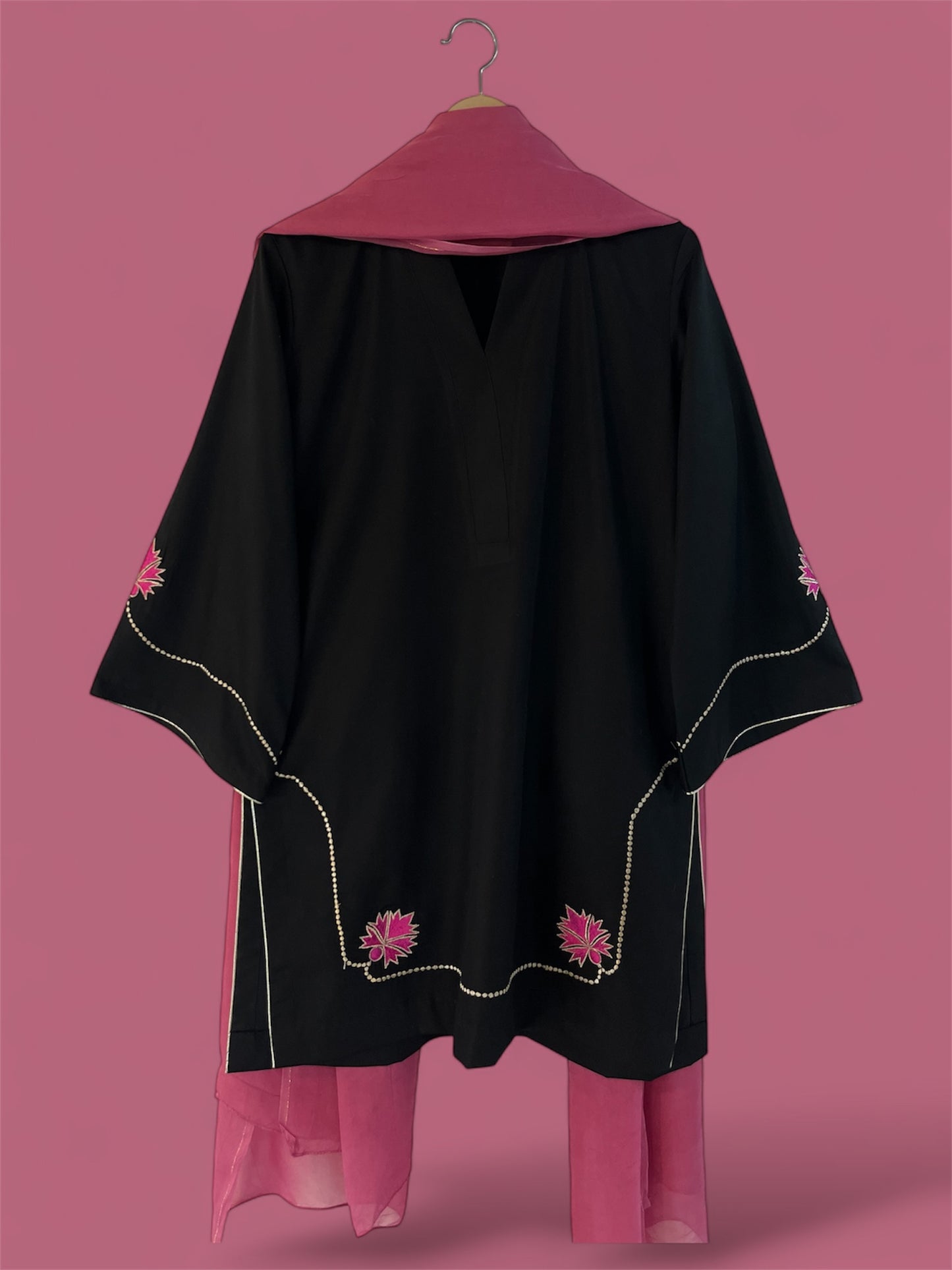 3 pc Zari embroidered Cotton Suit