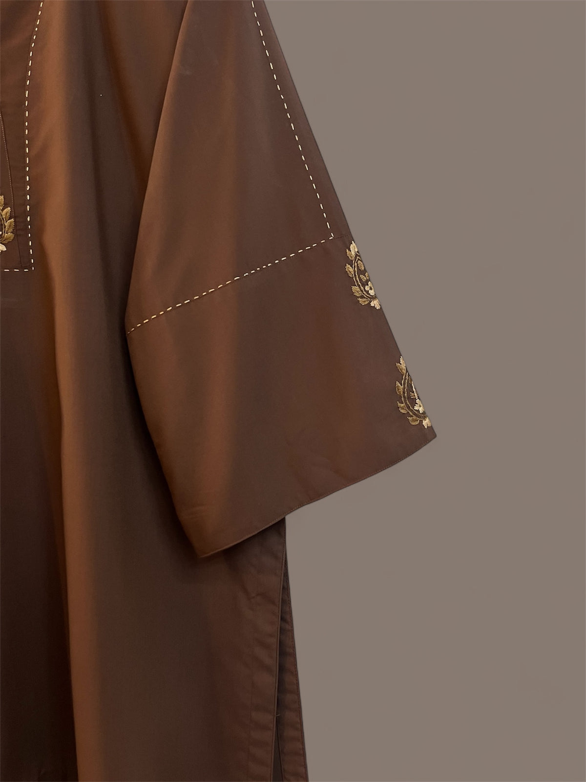 Brown Hand-Embroidered Cotton Coord Set