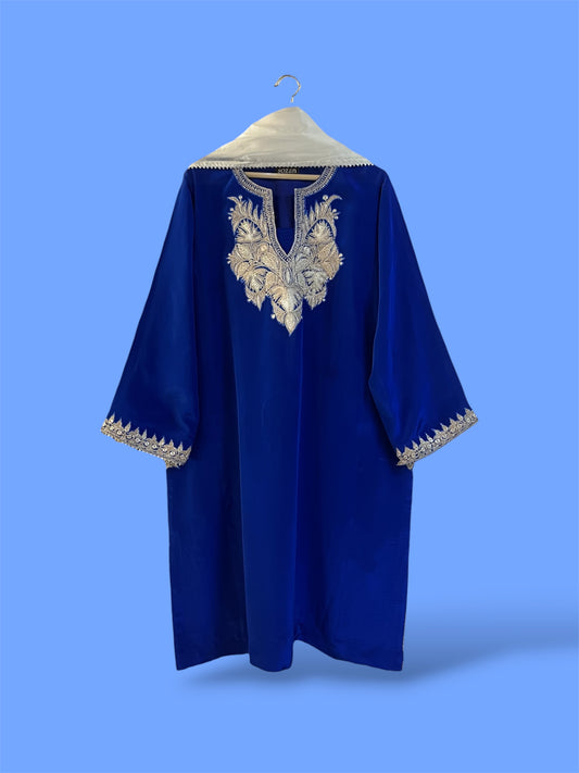 Royal Blue Kashmiri Pheran with Tilla Embroidery