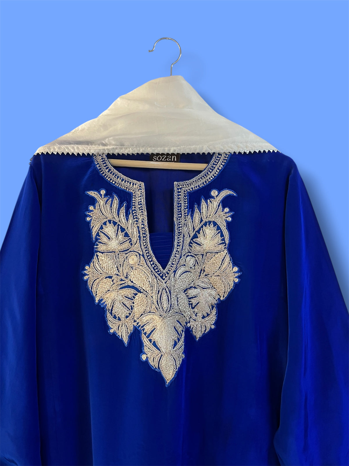 Royal Blue Kashmiri Pheran with Tilla Embroidery